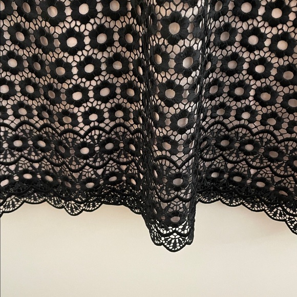 Holidays! J. Crew Black Daisy Lace Eyelet Bell Sleeve Mini Dress Women 10 EUC - Picture 8 of 11